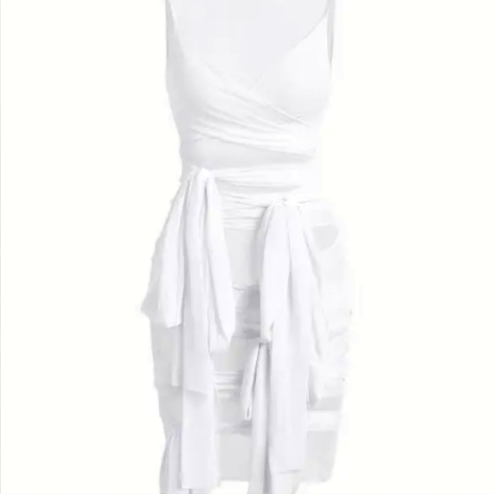 Zaful Sheer Mesh Wrap-tie Slinky Bandage Dress. Size Medium.